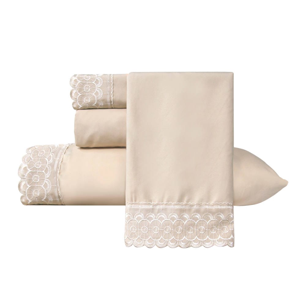 Sábana Bordada Beige