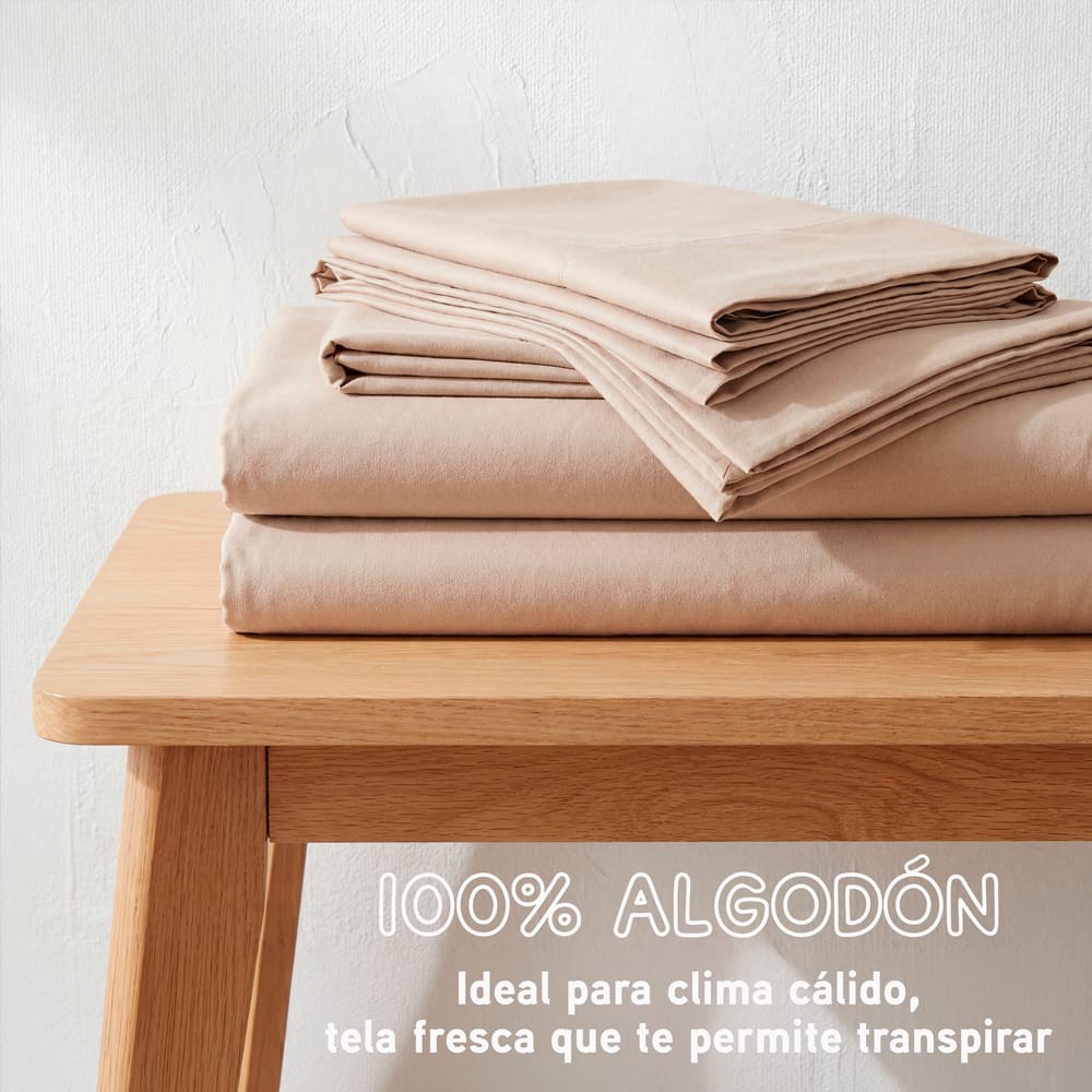 Sabana De Algodon Beige