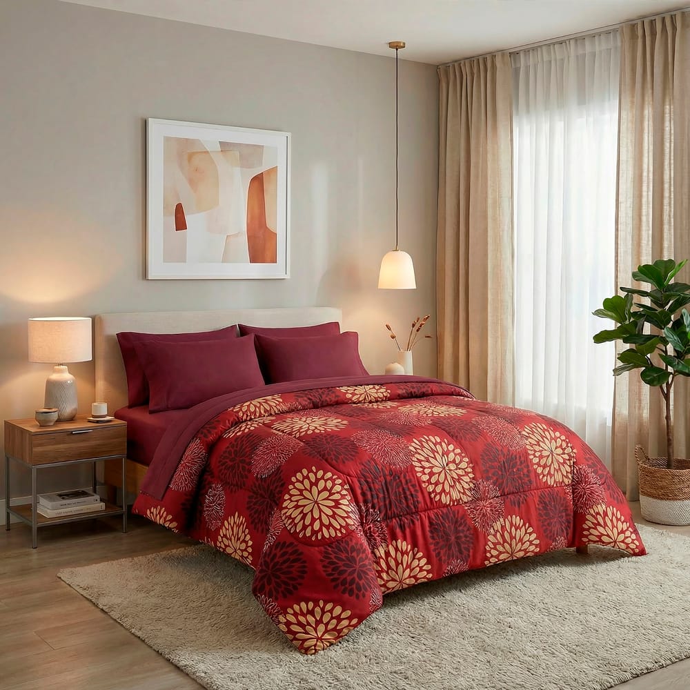 Edredon Ultrasoft Con Sabana Arezzo Rojo