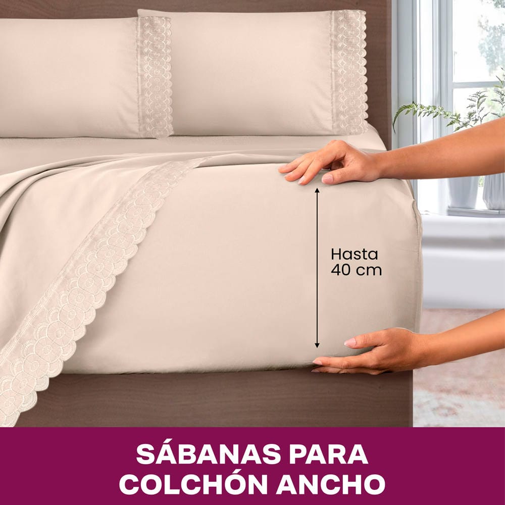 Sábana Bordada Beige