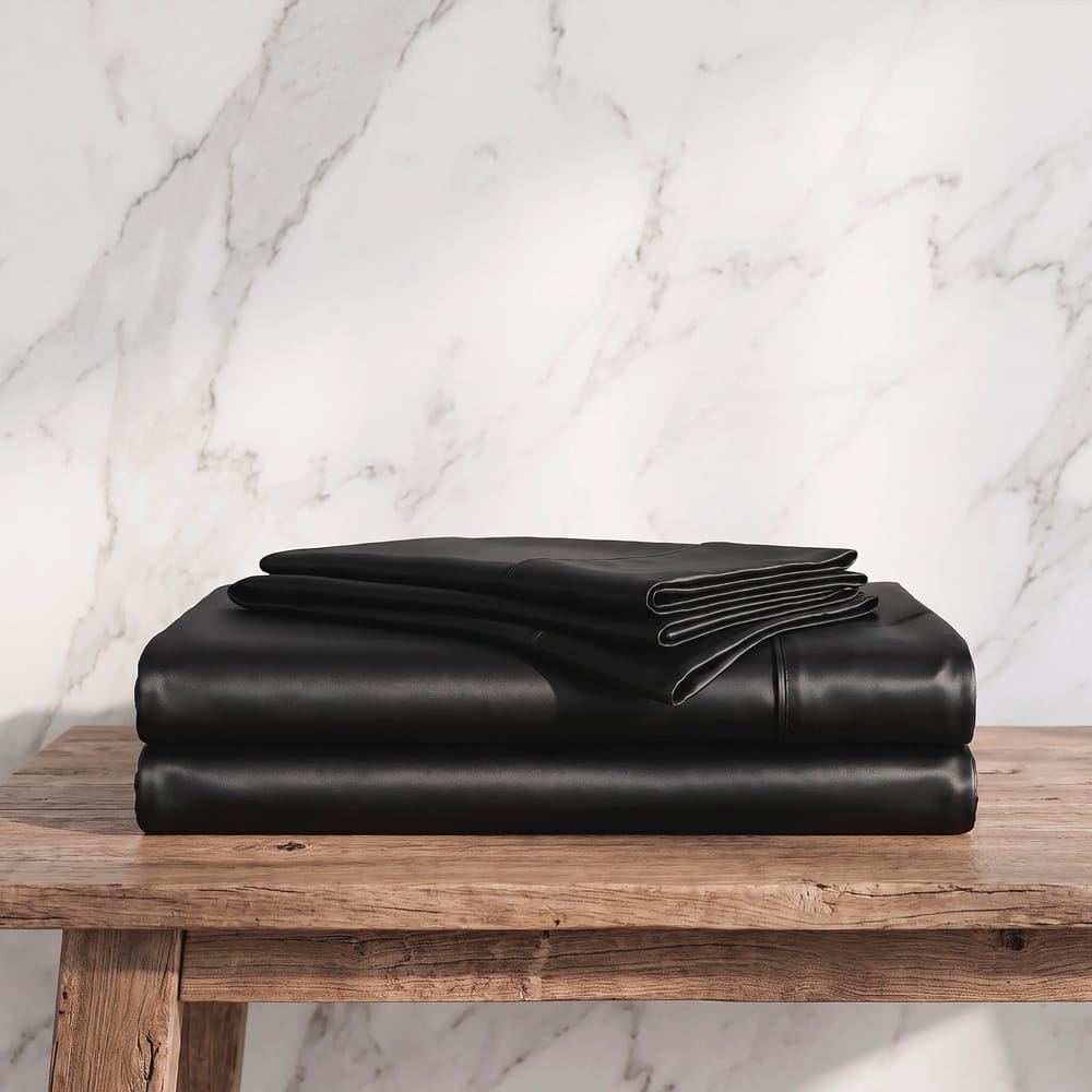 Juego De Sabanas Satin Negro — imagen 6