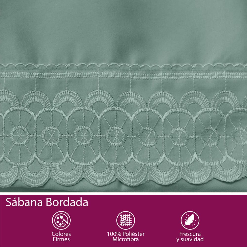 Sábana Bordada Verde Olivo