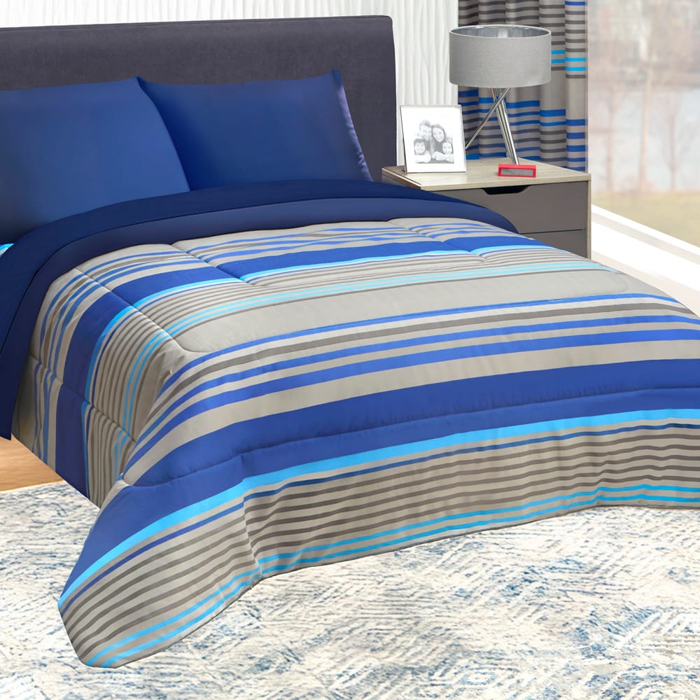 Edredon Ultrasoft Con Sabana Titanio Azul