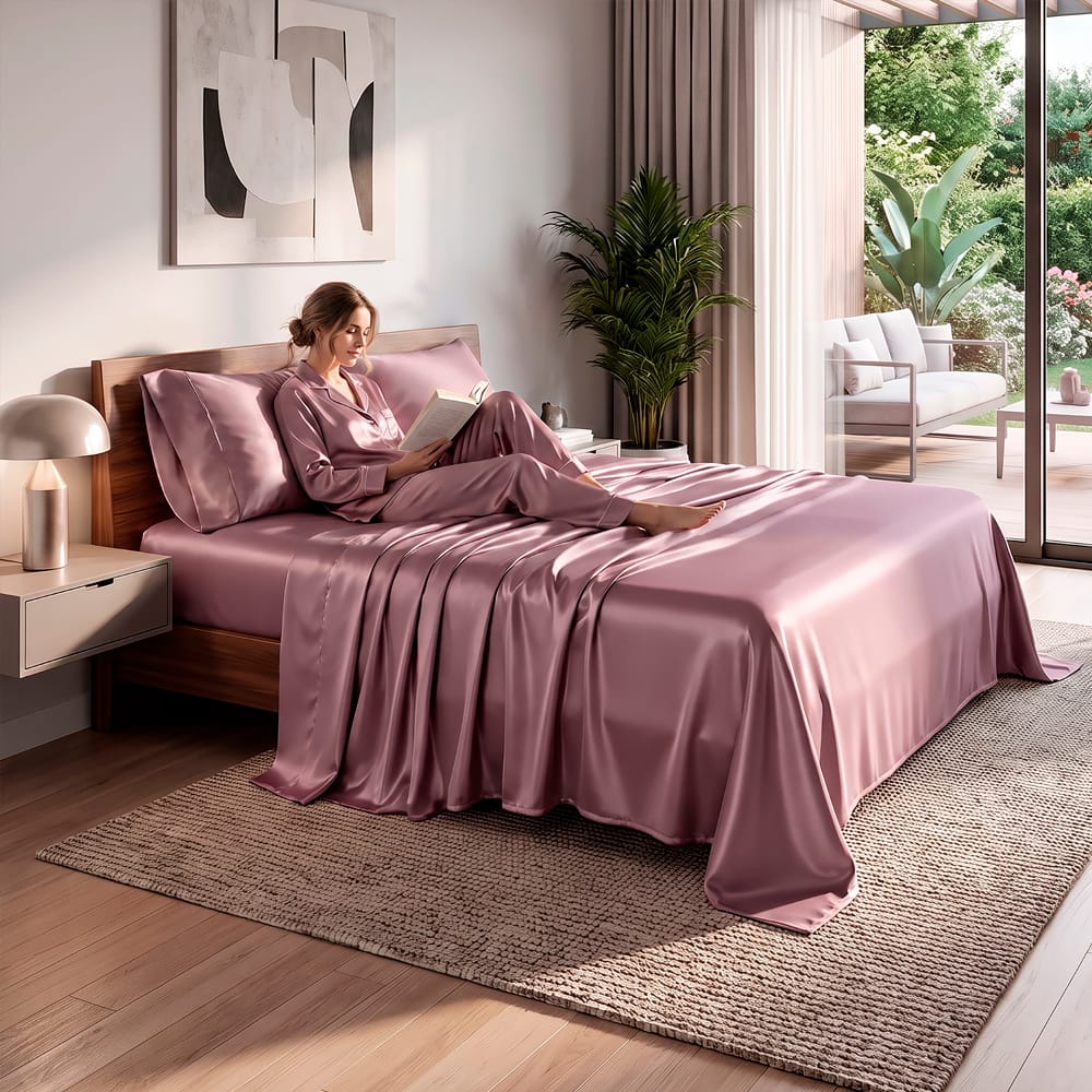 Juego De Sabanas Satin Morado — imagen 3