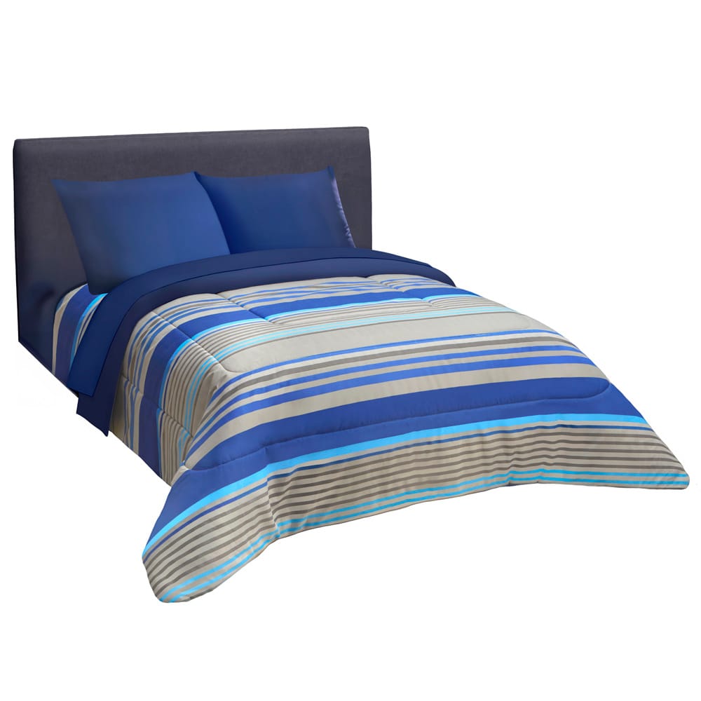 Edredon Ultrasoft Con Sabana Titanio Azul