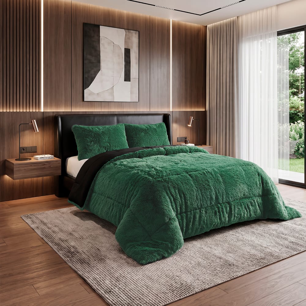Edredon Mink Grizzly Verde
