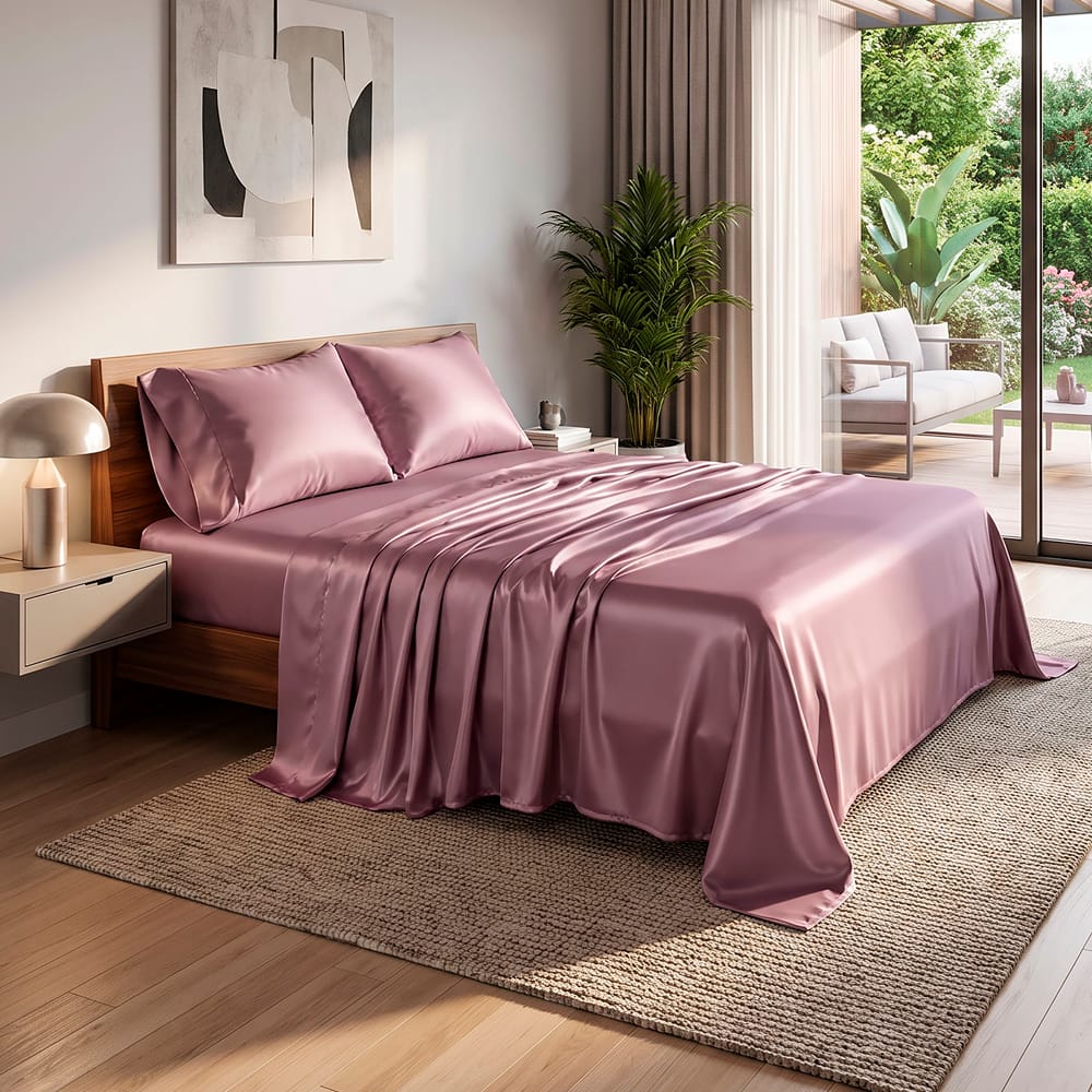 Juego De Sabanas Satin Morado — imagen 4