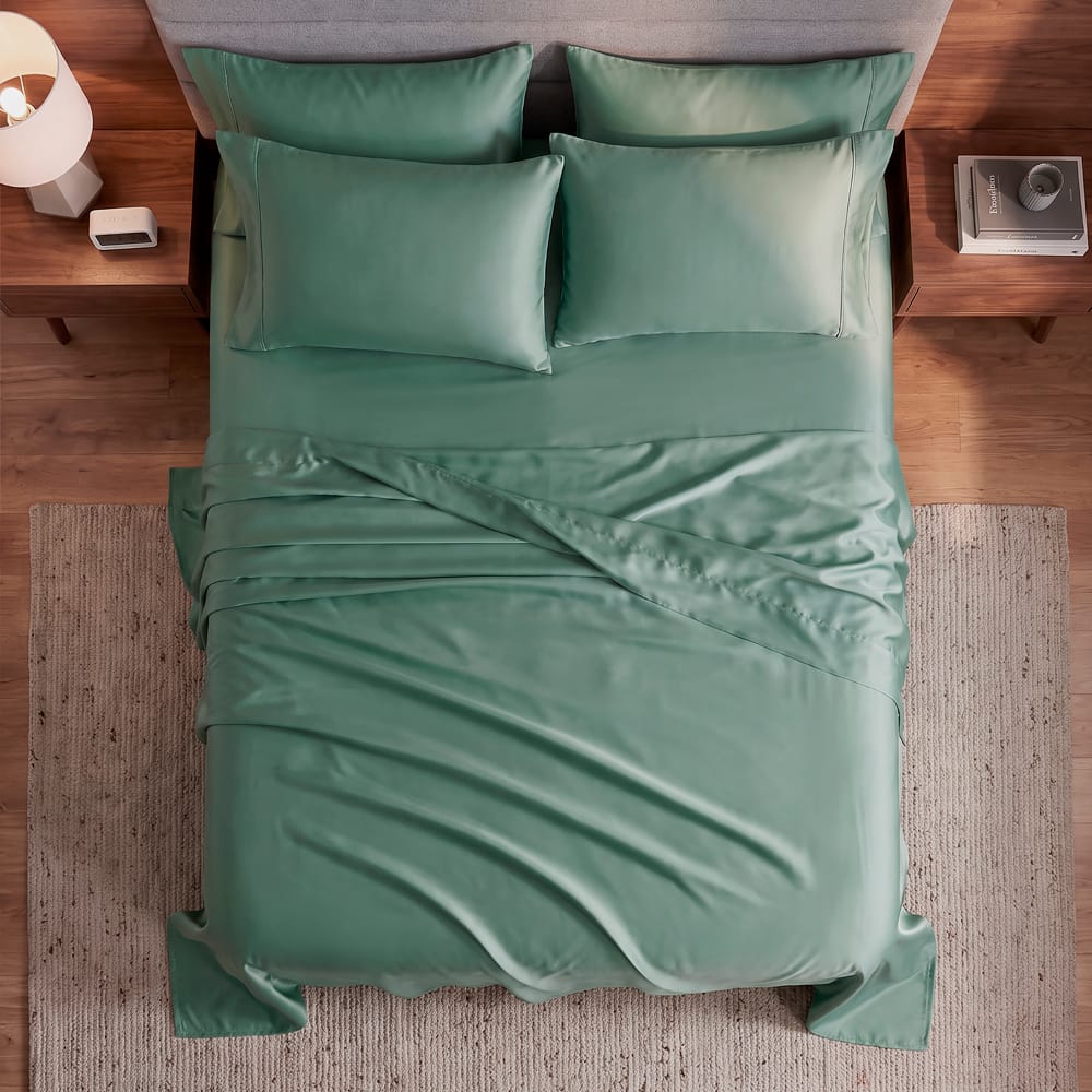 Juego De Sabanas Satin Verde Olivo