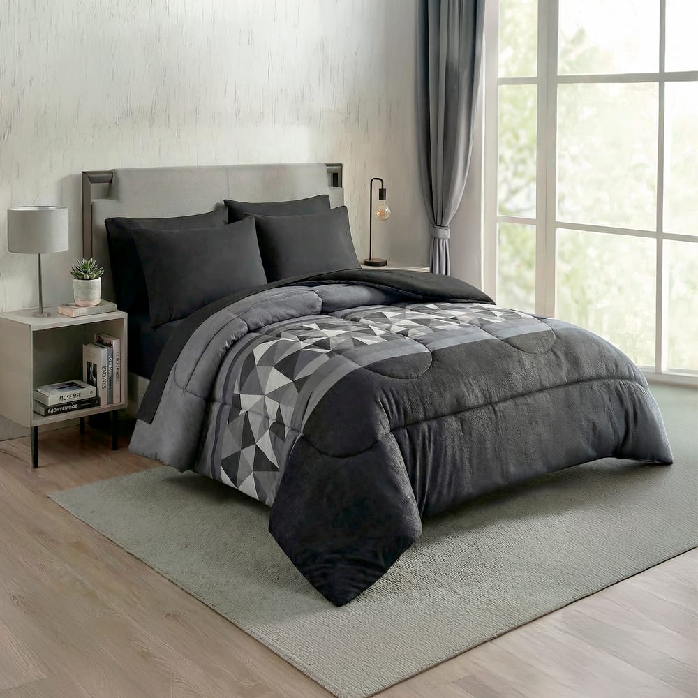 Edredon Ultrasoft Con Sabana Opalo Negro