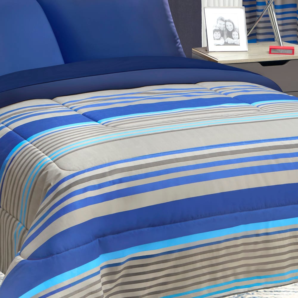 Edredon Ultrasoft Con Sabana Titanio Azul