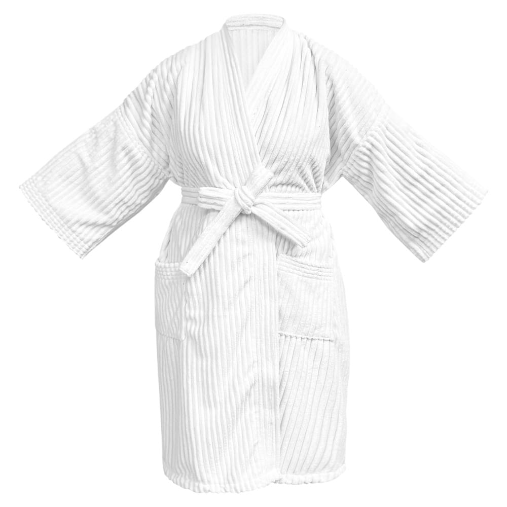 Bata Super Absorbente Rayas Blanca Unitalla