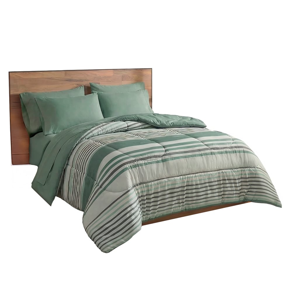 Edredon Ultrasoft Con Sabana Titanio Verde