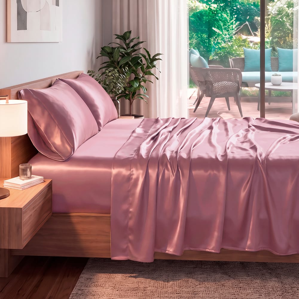 Juego De Sabanas Satin Morado — imagen 2