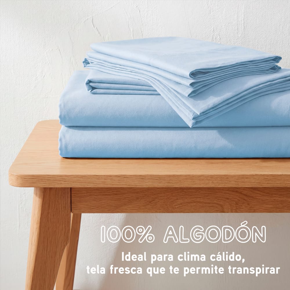 Sabana De Algodon Azul