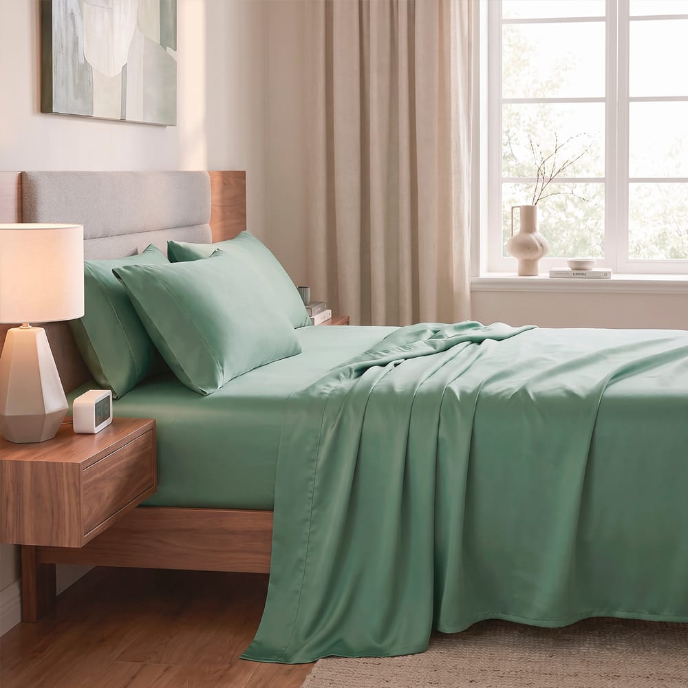Juego De Sabanas Satin Verde Olivo — imagen 6