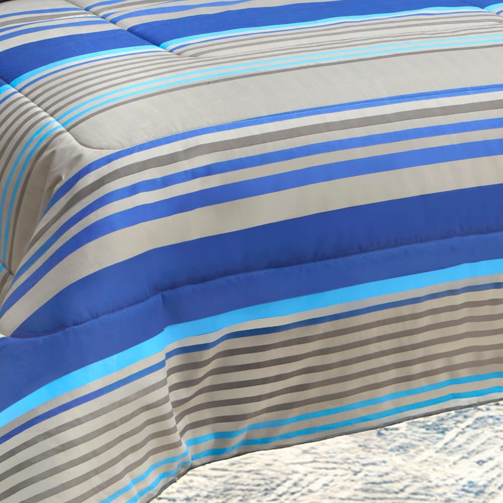 Edredon Ultrasoft Con Sabana Titanio Azul