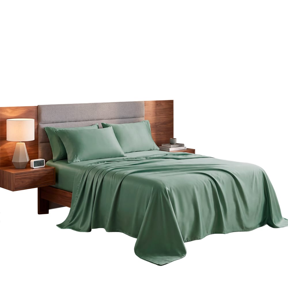 Juego De Sabanas Satin Verde Olivo — imagen 8