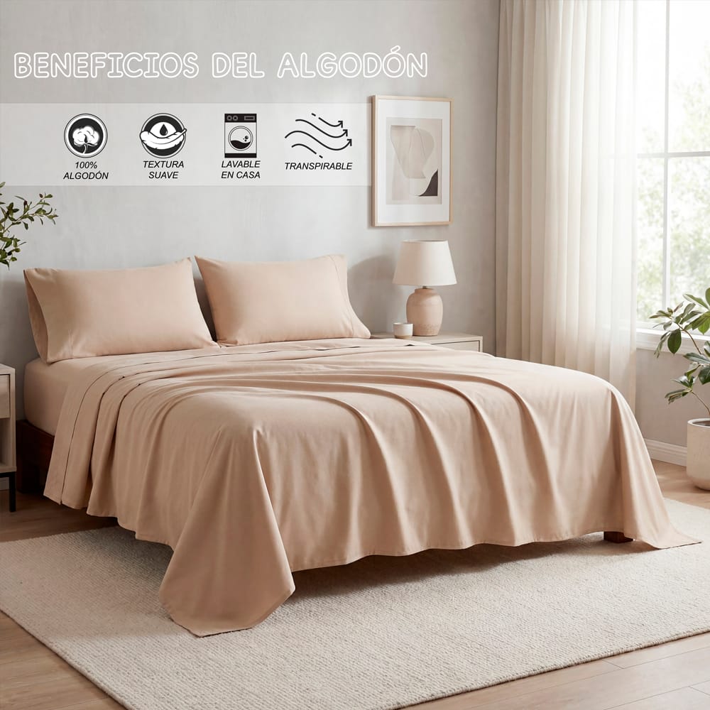 Sabana De Algodon Beige