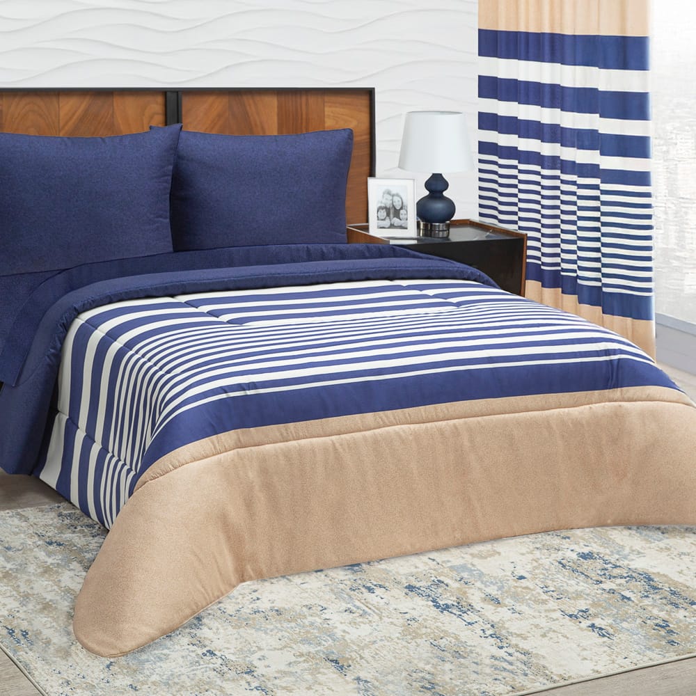 Edredon Ultrasoft Con Sabana Oviedo Azul