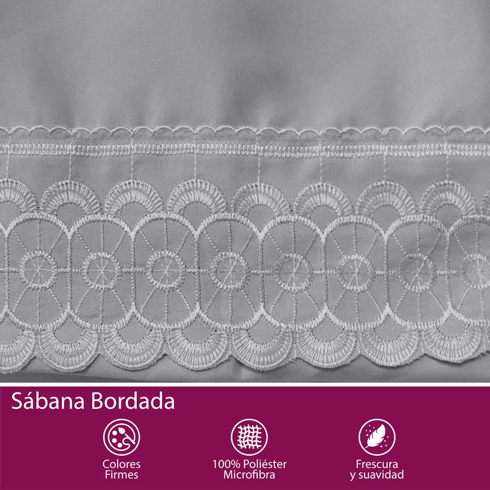 Sábana Bordada Gris