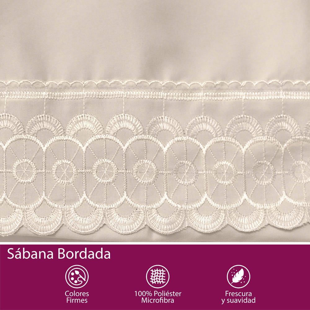 Sábana Bordada Beige