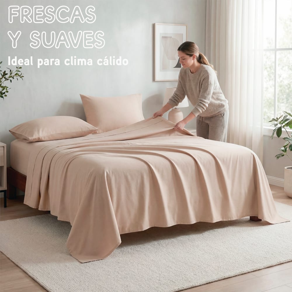 Sabana De Algodon Beige