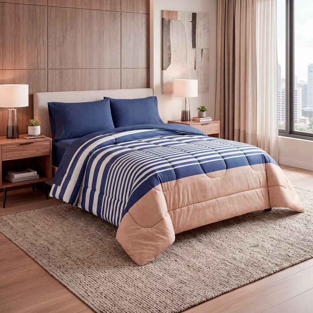Edredon Ultrasoft Con Sabana Oviedo Azul