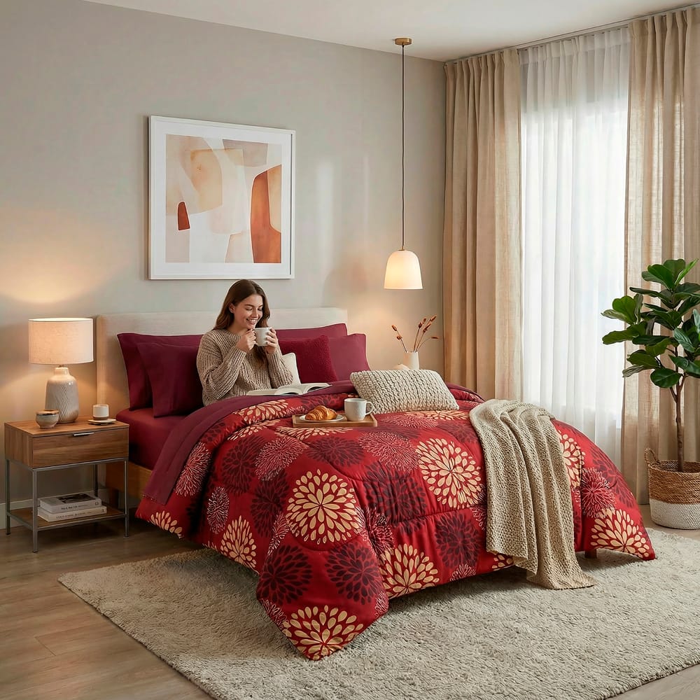 Edredon Ultrasoft Con Sabana Arezzo Rojo — imagen 2