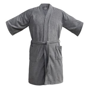 BATA DE BAÑO SUPER ABSORBENTE MICROFIBRA GRIS SECADO RÁPIDO