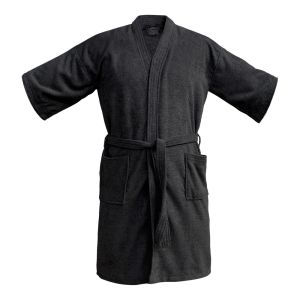 BATA DE BAÑO SUPER ABSORBENTE MICROFIBRA NEGRO SECADO RÁPIDO