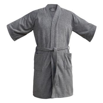 BATA DE BAÑO SUPER ABSORBENTE MICROFIBRA GRIS SECADO RÁPIDO