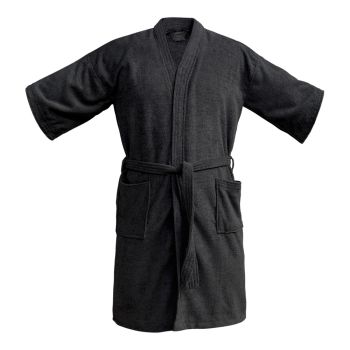 BATA DE BAÑO SUPER ABSORBENTE MICROFIBRA NEGRO SECADO RÁPIDO