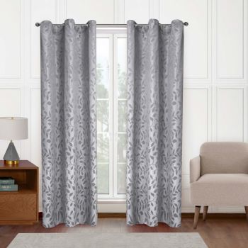 CORTINA JAQUARD HOJAS STONE