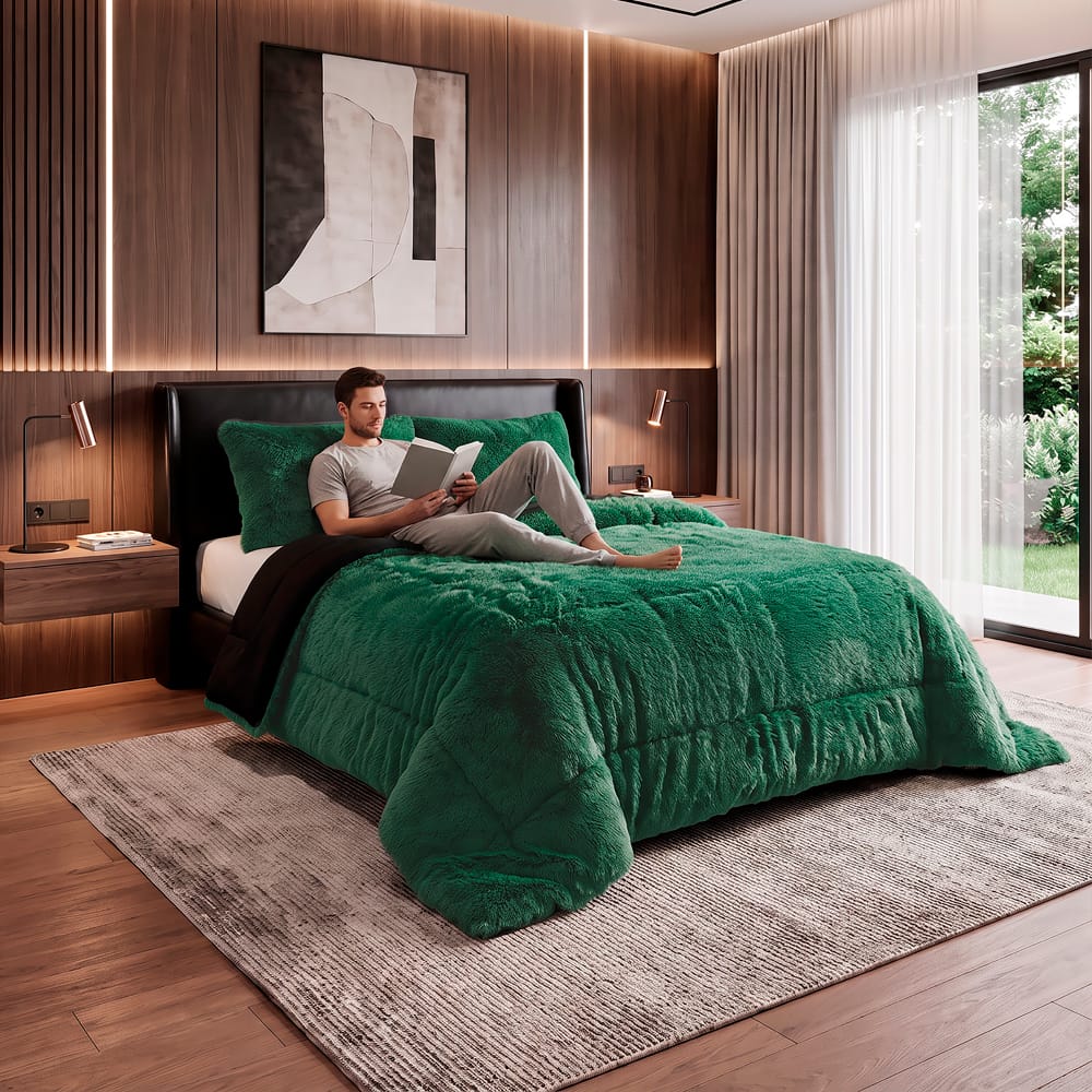 Edredon Mink Grizzly Verde