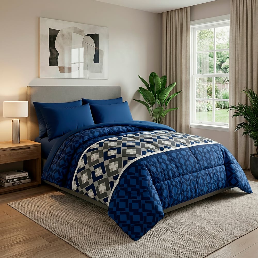 Edredon Ultrasoft Con Sabana Cobalto