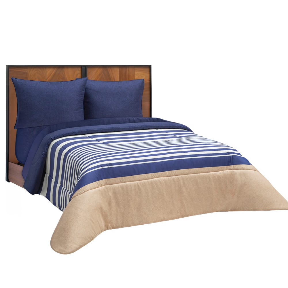 Edredon Ultrasoft Con Sabana Oviedo Azul