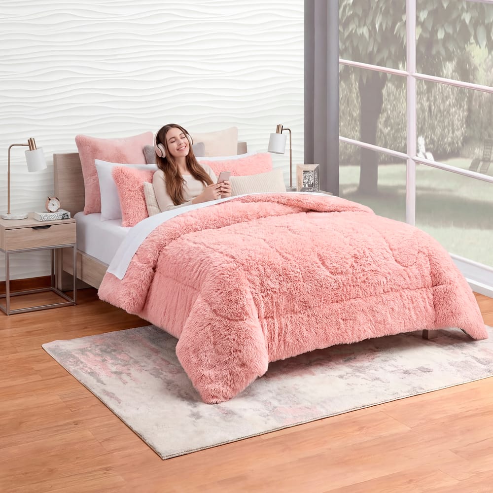 Edredón Mink Grizzly Rosa
