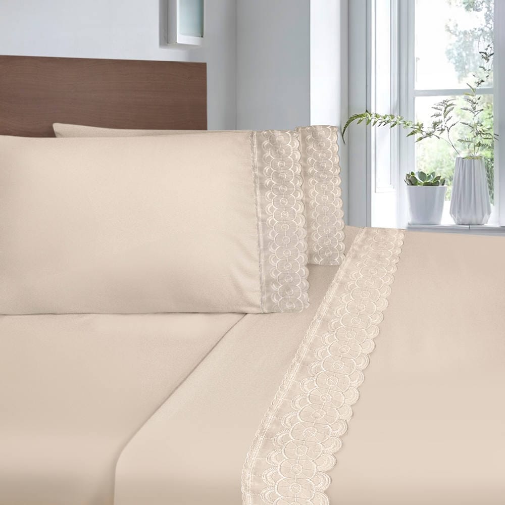 Sábana Bordada Beige