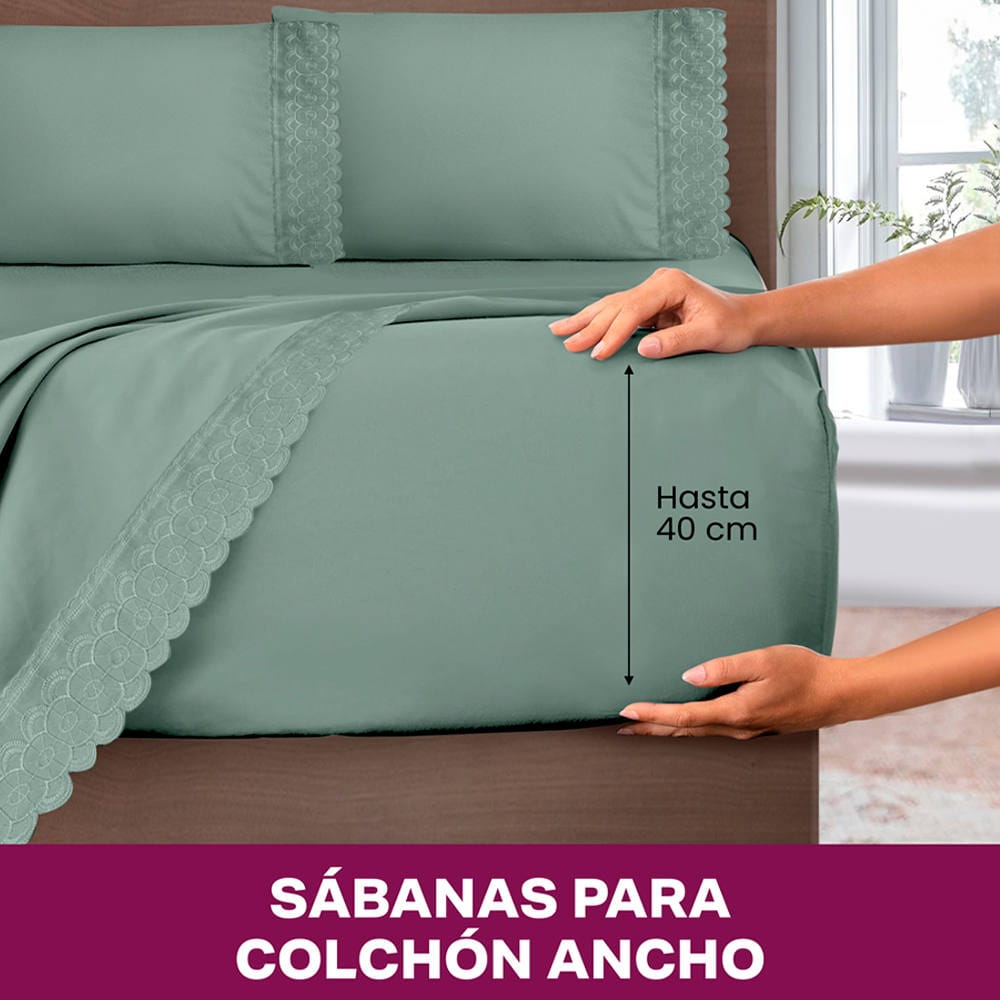 Sábana Bordada Verde Olivo