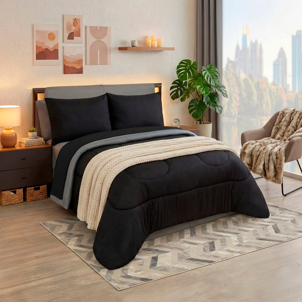Edredon Ultrasoft Con Sabana Opalo Negro — imagen 3
