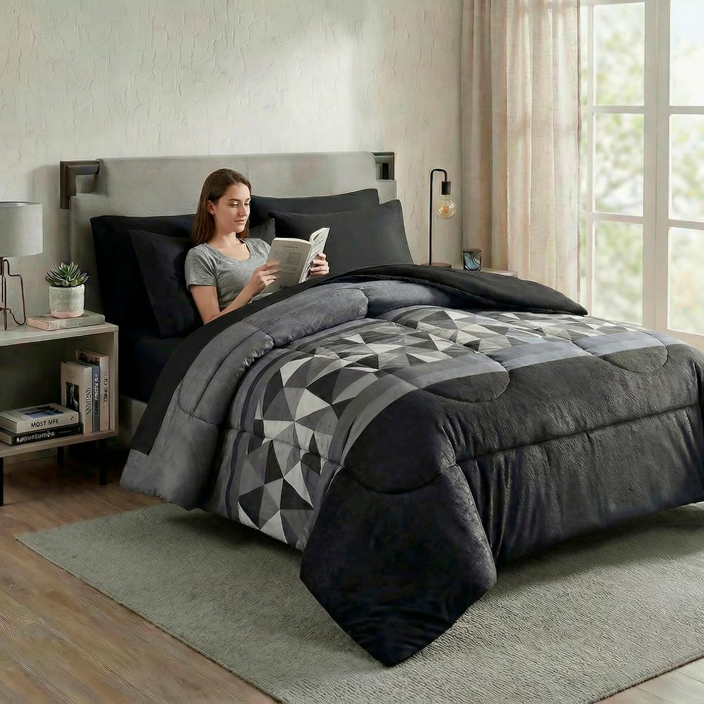 Edredon Ultrasoft Con Sabana Opalo Negro — imagen 2