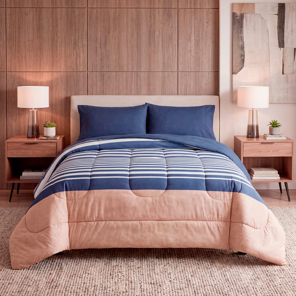 Edredon Ultrasoft Con Sabana Oviedo Azul