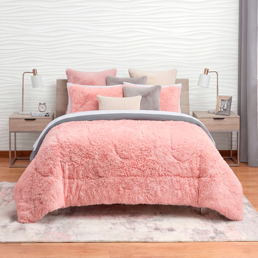 Edredón Mink Grizzly Rosa
